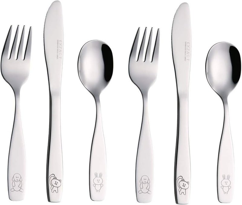 Exzact Children's Flatware Kids Silverware 6pcs, Toddler Utensils, Dishwasher Safe, 24 Months+ - Image 1